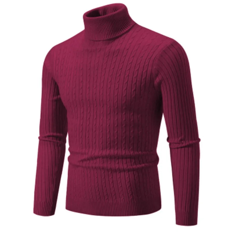 Pull en laine à col roulé pour hommes, pull à col roulé, vêtements de survêtement décontractés, document solide, hiver, extérieur, nouveau