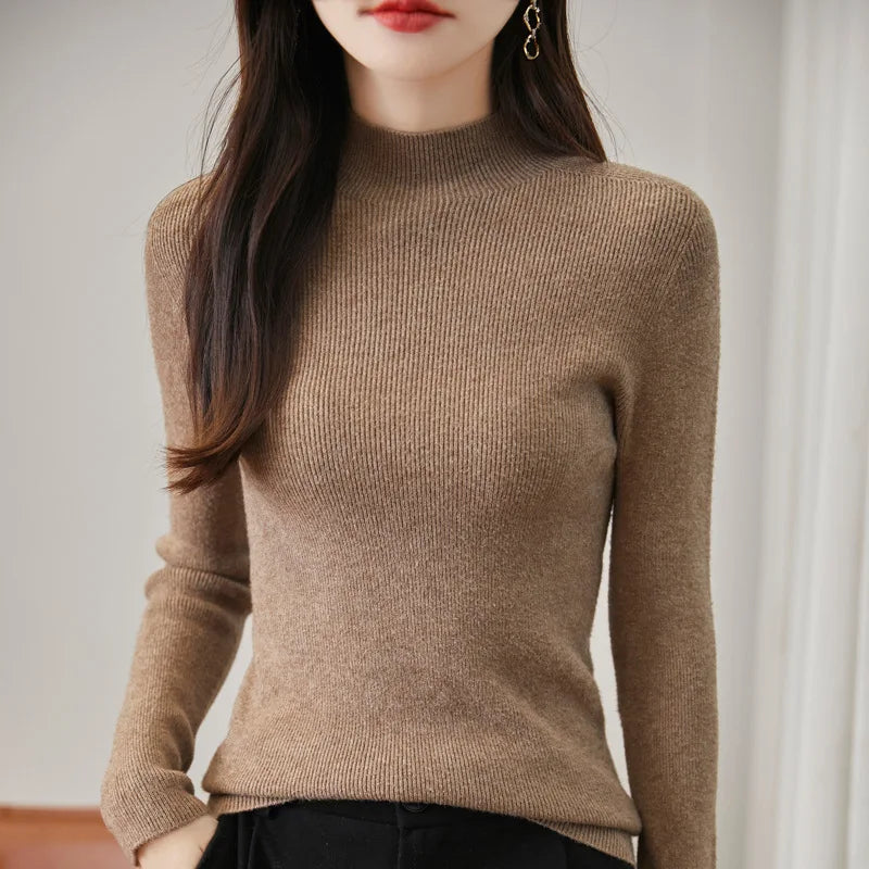 thickened seamless one-piece garment women's half-high collar