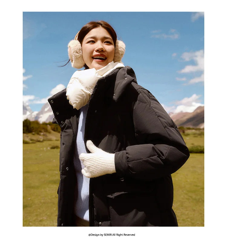 Semir vers le bas manteau femmes longue trois résistant coupe-vent chaud 2025 hiver nouvelle veste polyvalente à capuche ample