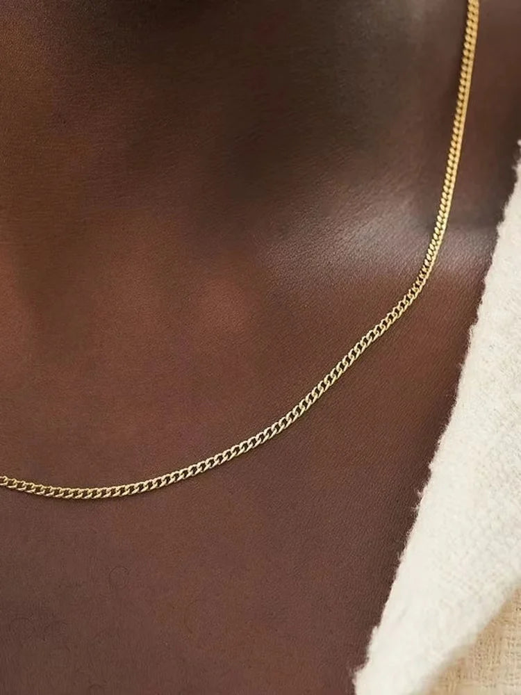 Collier chaîne cubaine pour hommes, 3mm, Simple, en acier inoxydable, à la mode, bijoux en acier titane, accessoires tendance, cadeau