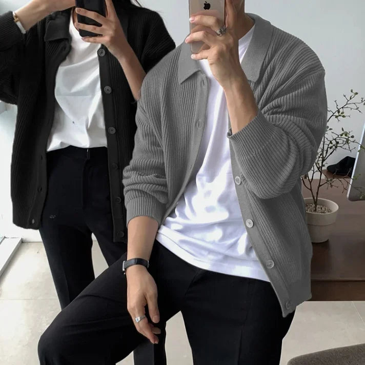 Coréen Streetwear pull zippé Cardigan hommes