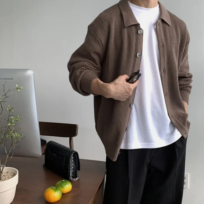 Coréen Streetwear pull zippé Cardigan hommes