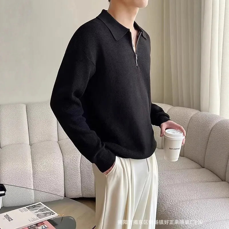 Pull tricoté à col ras du cou pour homme