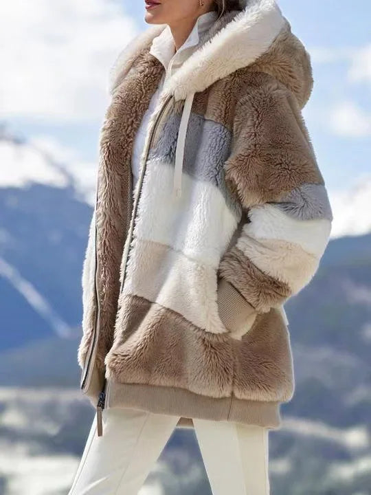Veste surdimensionnée pour femmes, nouvelle collection automne-hiver 2023, chaud, peluche, poche, capuche, Streetwear, ample, manteau d'extérieur pour dames, Roupas Feminina