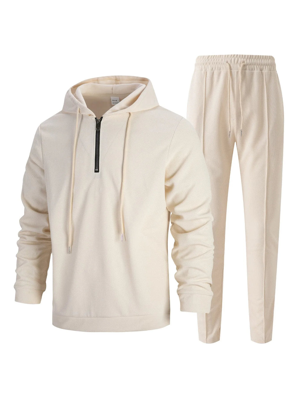 Ensemble pull et pantalon à manches longues pour hommes, gaufré, couleur unie, à capuche, demi-zip, cordon de serrage, nouvelle collection automne