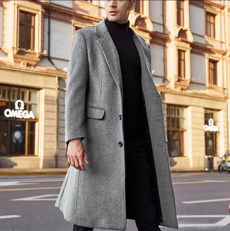 Automne hiver Long manteau mâle