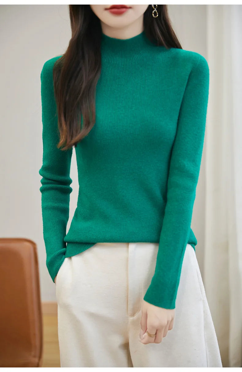 thickened seamless one-piece garment women's half-high collar