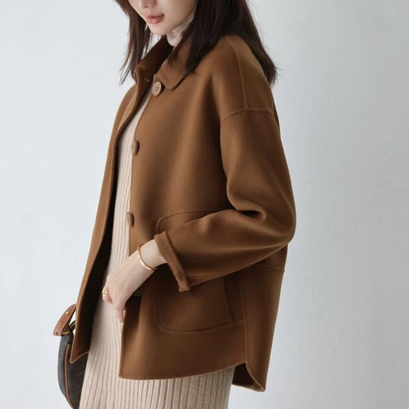 Manteau en laine femme court automne hiver polyvalent décontracté Petite
