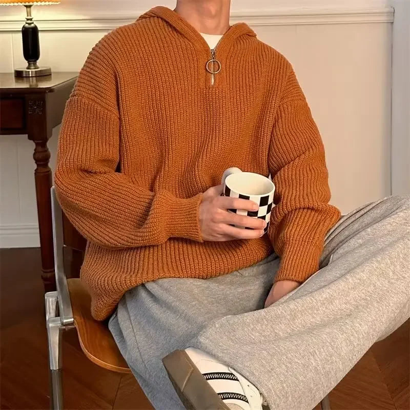 Pull tricoté à col en v pour hommes