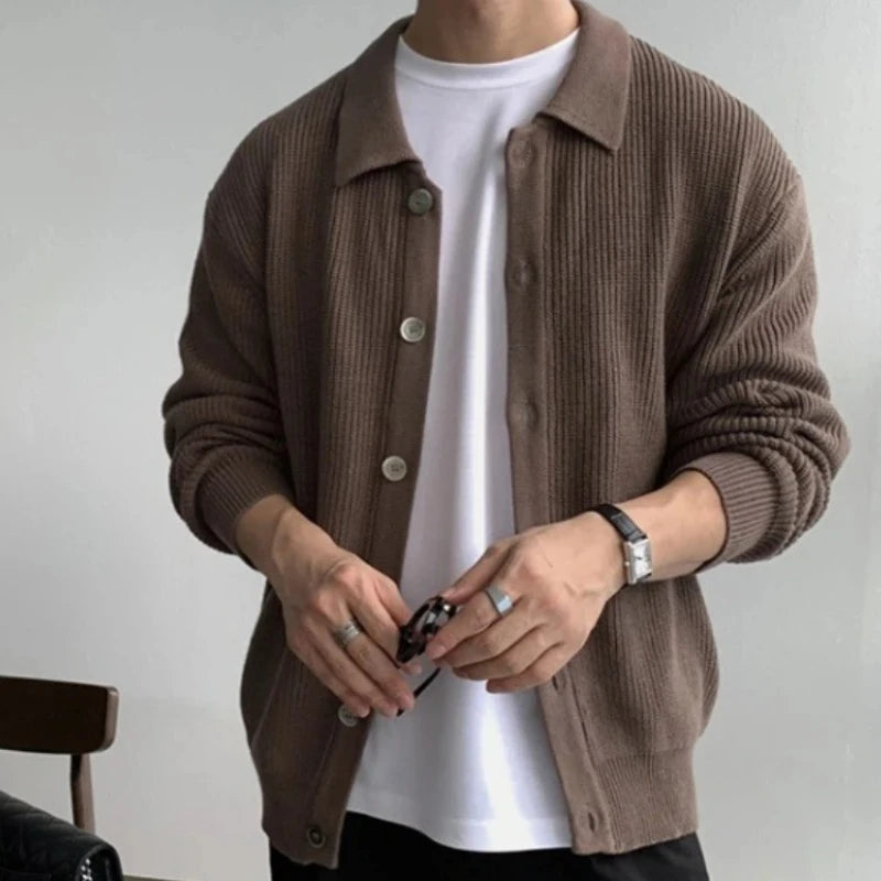 Coréen Streetwear pull zippé Cardigan hommes