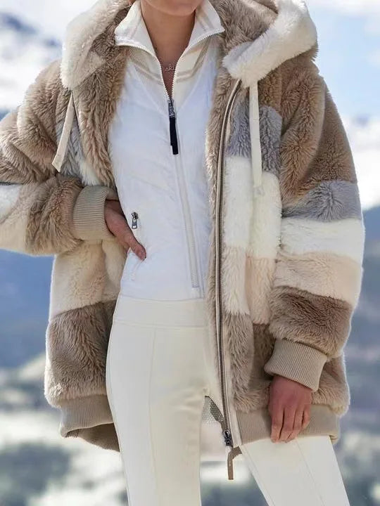 Veste surdimensionnée pour femmes, nouvelle collection automne-hiver 2023, chaud, peluche, poche, capuche, Streetwear, ample, manteau d'extérieur pour dames, Roupas Feminina