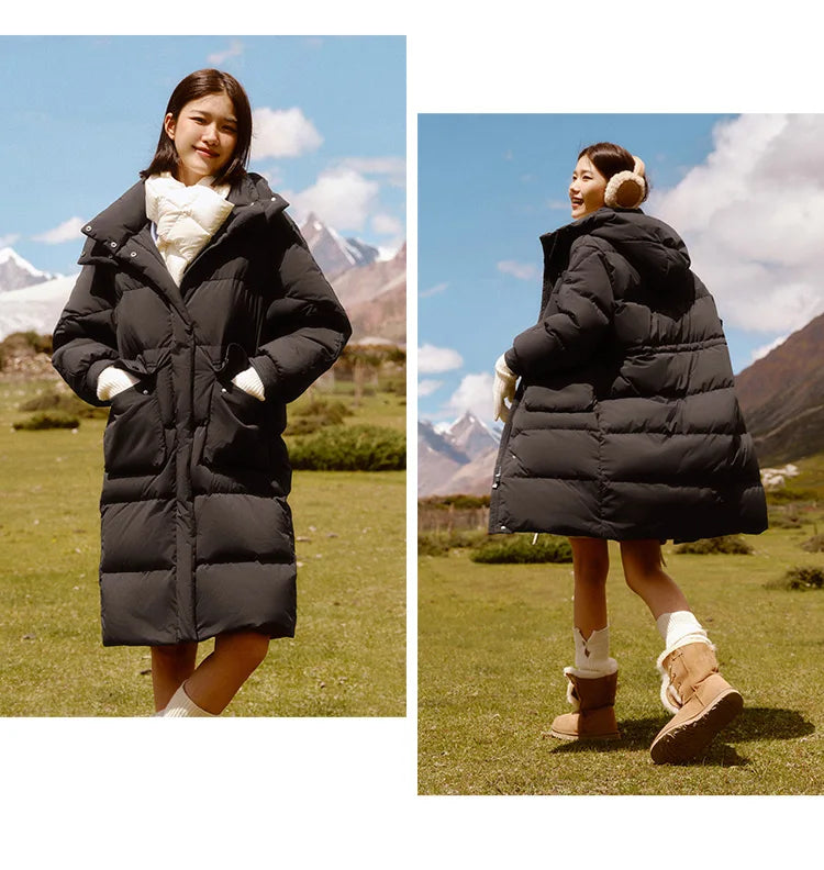 Semir vers le bas manteau femmes longue trois résistant coupe-vent chaud 2025 hiver nouvelle veste polyvalente à capuche ample