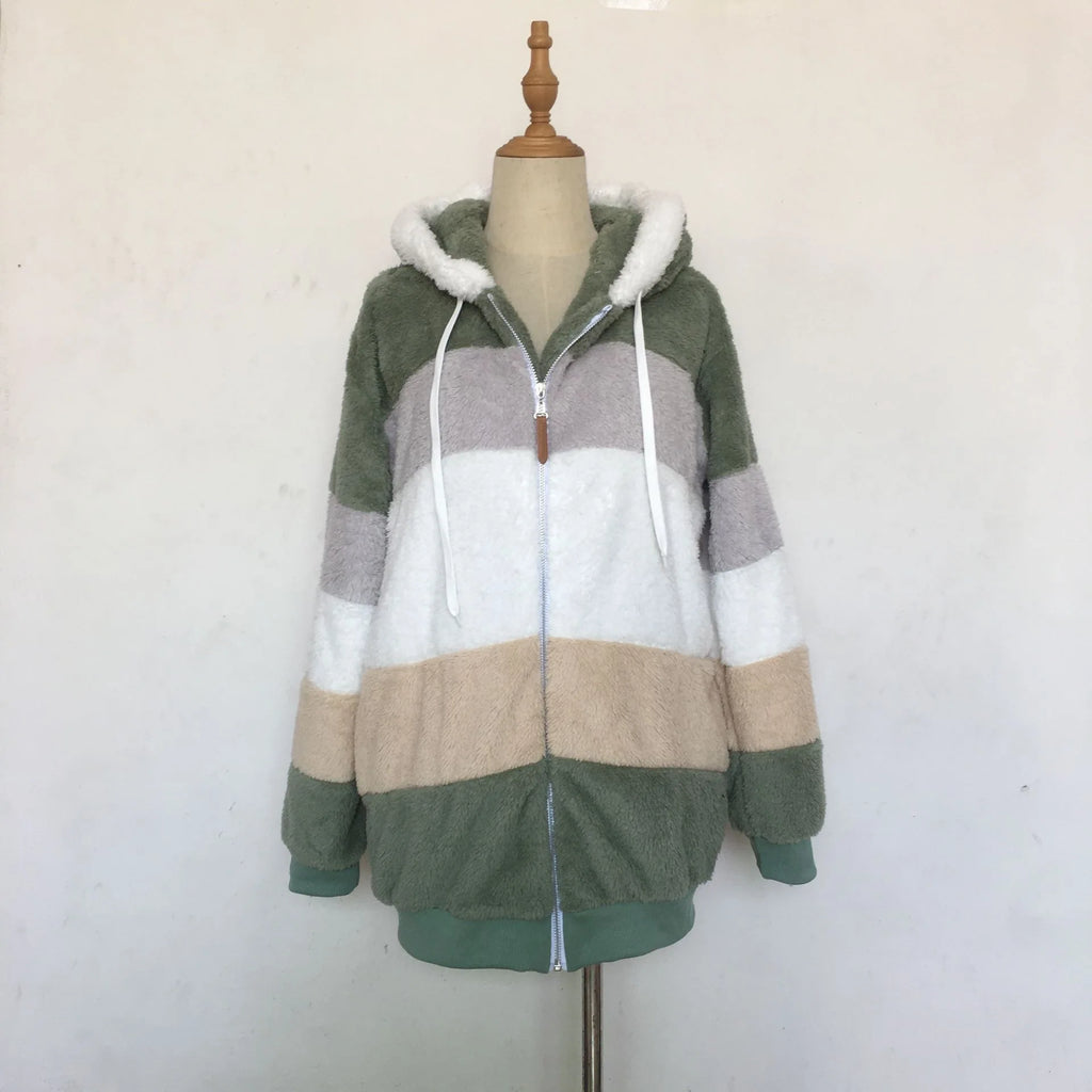 Veste surdimensionnée pour femmes, nouvelle collection automne-hiver 2023, chaud, peluche, poche, capuche, Streetwear, ample, manteau d'extérieur pour dames, Roupas Feminina
