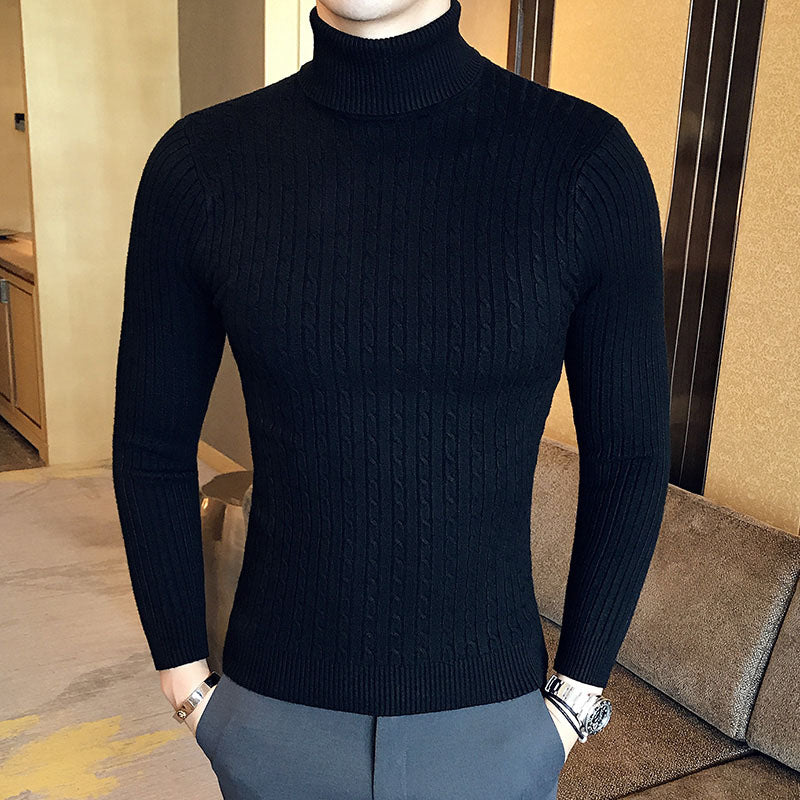 Pull en laine à col roulé pour hommes, pull à col roulé, vêtements de survêtement décontractés, document solide, hiver, extérieur, nouveau