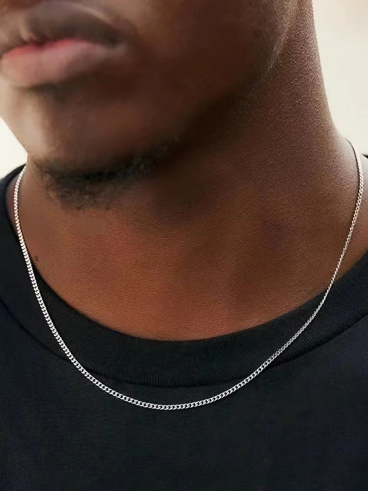 Collier chaîne cubaine pour hommes, 3mm, Simple, en acier inoxydable, à la mode, bijoux en acier titane, accessoires tendance, cadeau