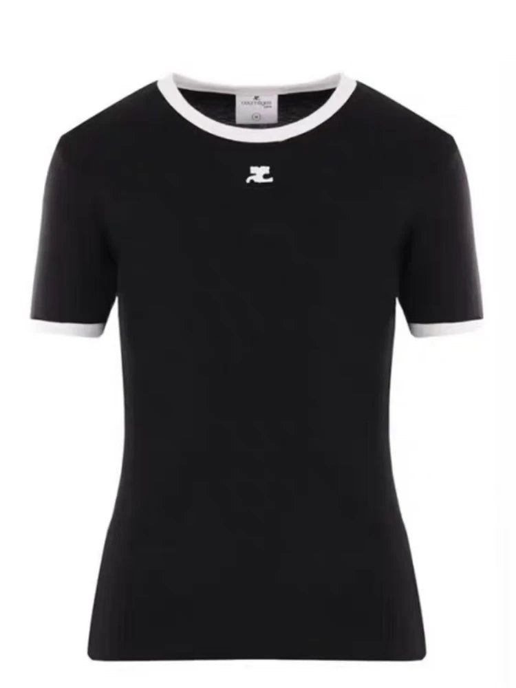 T-shirt rétro américain à manches courtes pour femmes
