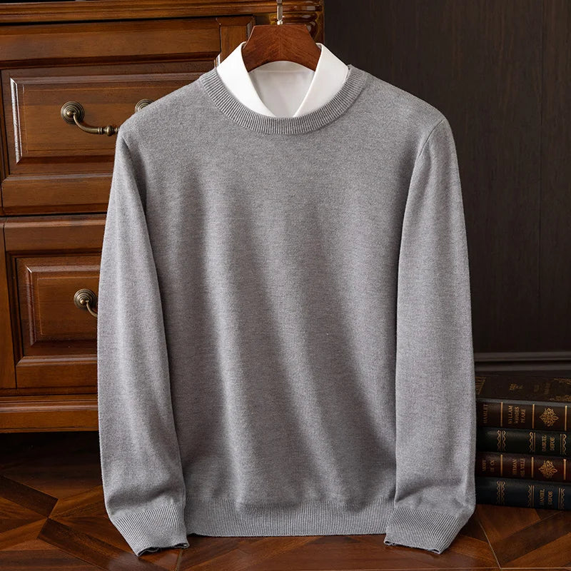 Pull en laine mérinos à col rond pour homme