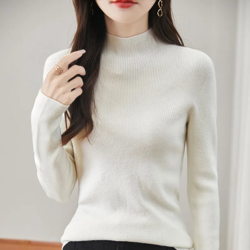 thickened seamless one-piece garment women's half-high collar