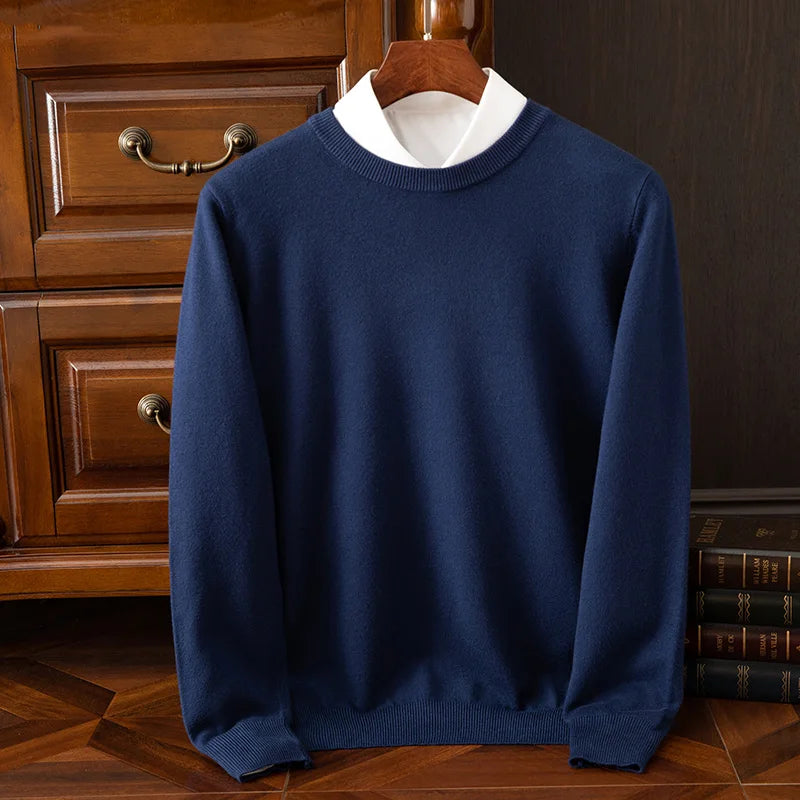 Pull en laine mérinos à col rond pour homme