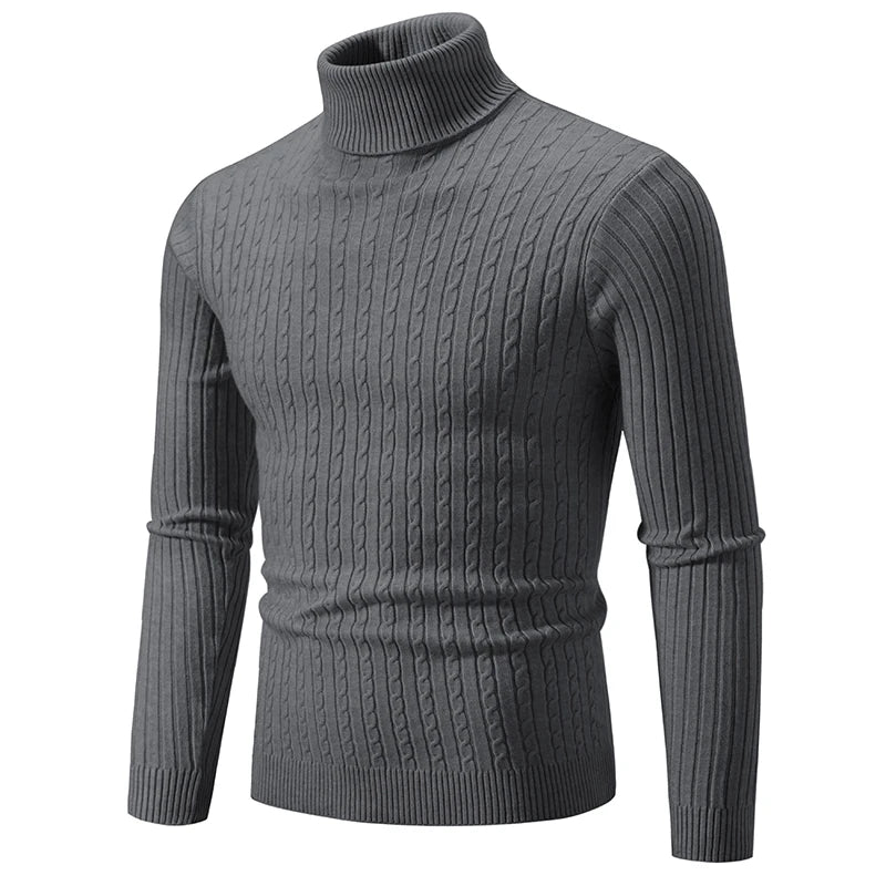 Pull en laine à col roulé pour hommes, pull à col roulé, vêtements de survêtement décontractés, document solide, hiver, extérieur, nouveau