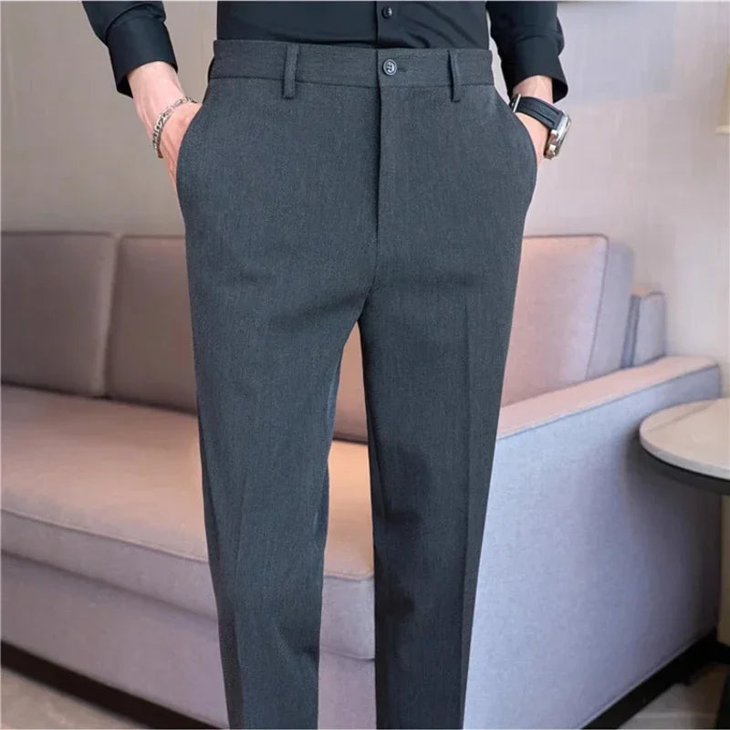 High End Elastic Waistband Suit Pants for Men