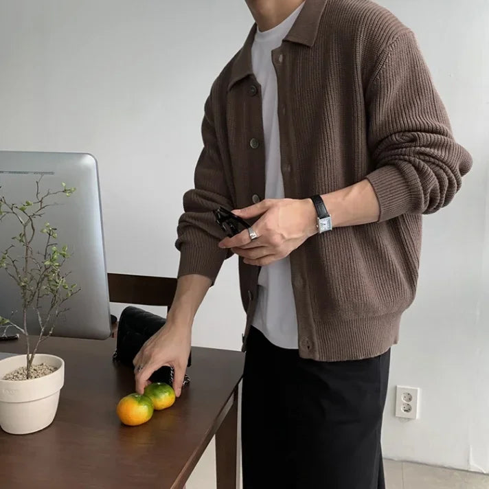 Coréen Streetwear pull zippé Cardigan hommes