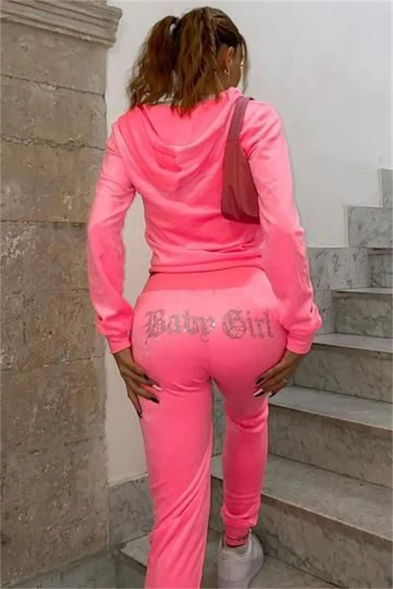 Ensemble deux pièces à capuche pour femme Y2K Jogging automne hiver survêtement pantalon confortable veste à manches longues manteau et pantalon ensembles décontractés
