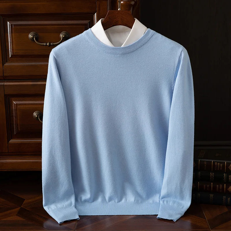 Pull en laine mérinos à col rond pour homme