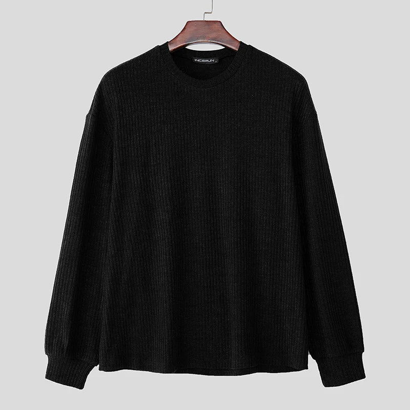 INCERUN hommes pull couleur unie tricoté
