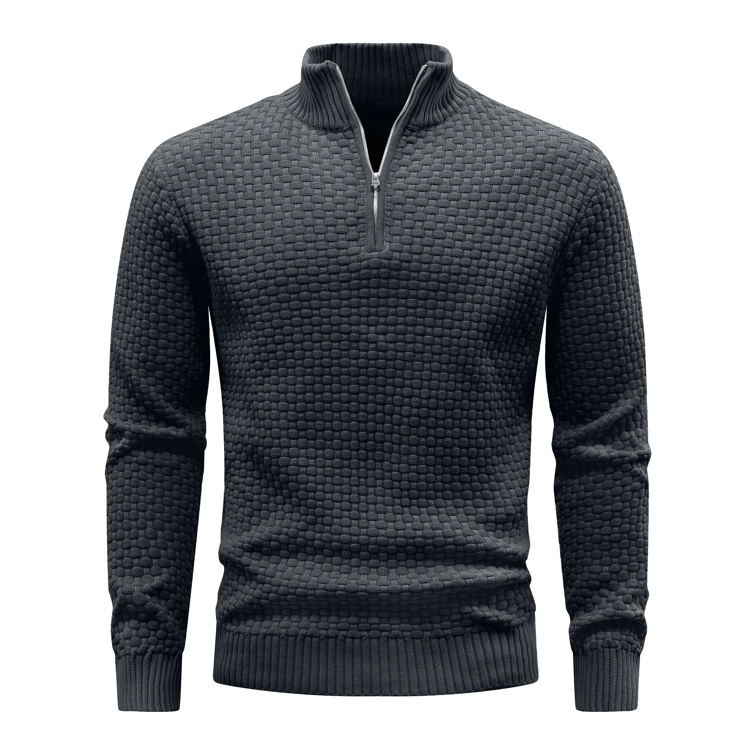 Pull chaud à fermeture éclair pour homme