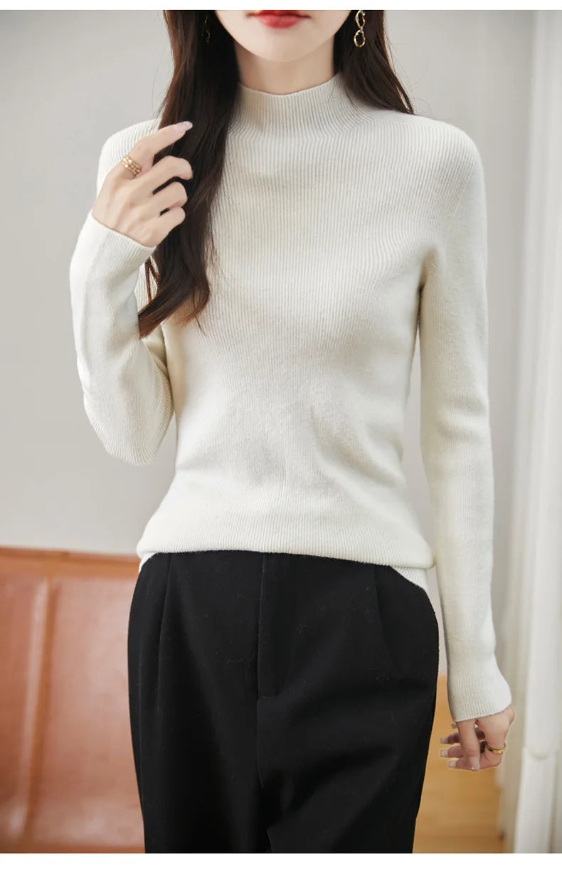 thickened seamless one-piece garment women's half-high collar