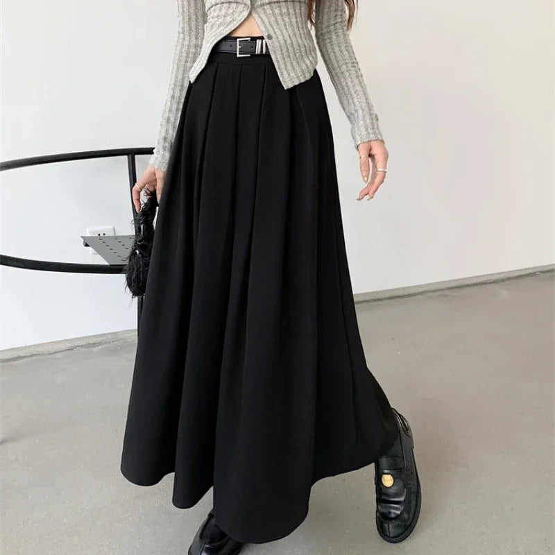 Mid-length Pleated Skirt Large Swing Type Skirt Female Long Skirts for Women