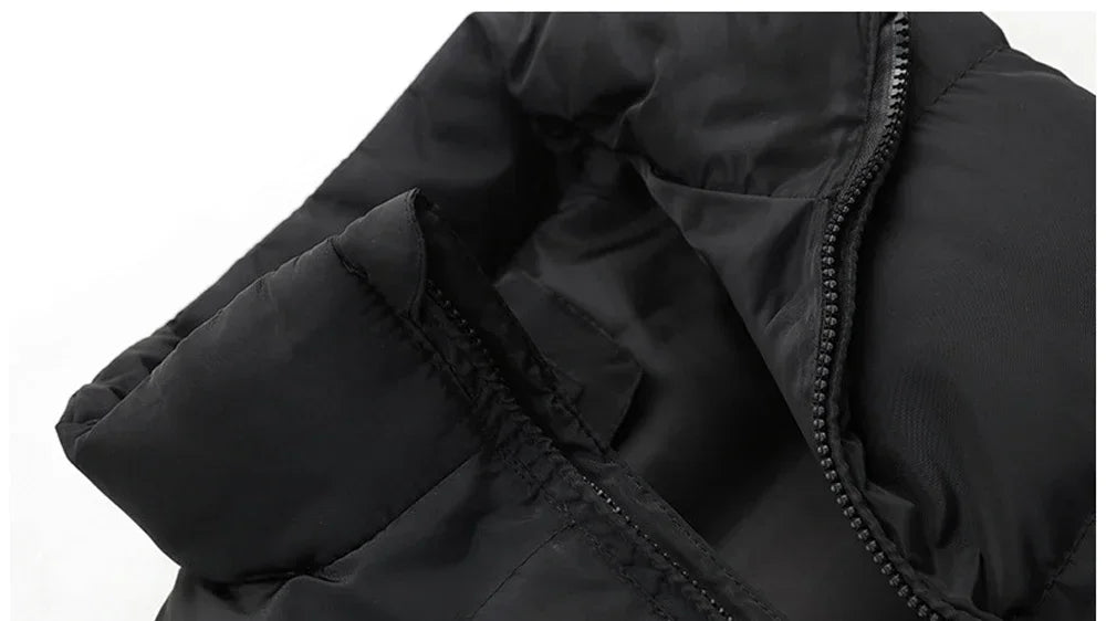 Veste zippée à col montant pour hommes et femmes, manteau chaud, solide, optique solaire, glaçure, décontracté, automne, hiver, Y2k