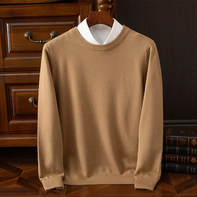 Pull en laine mérinos à col rond pour homme