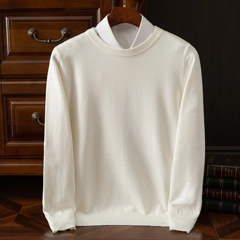 Pull en laine mérinos à col rond pour homme