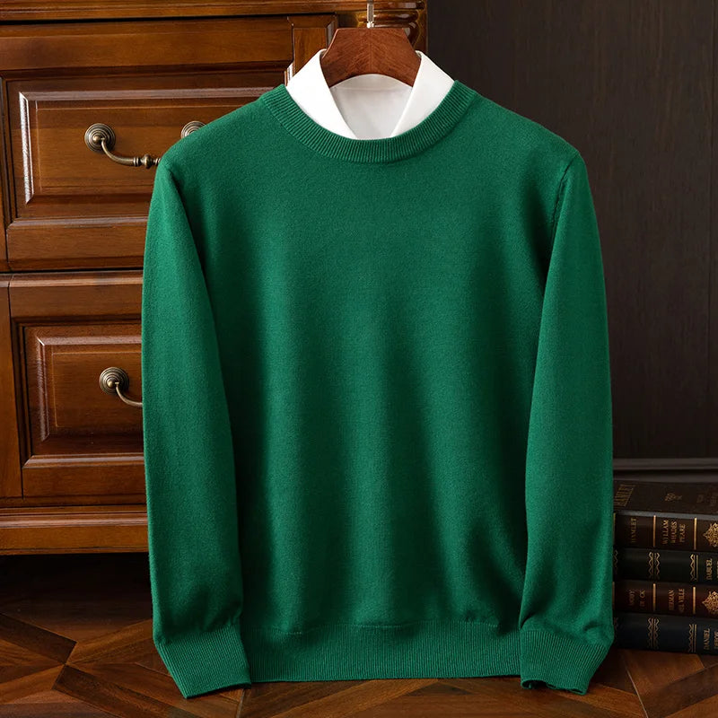 Pull en laine mérinos à col rond pour homme
