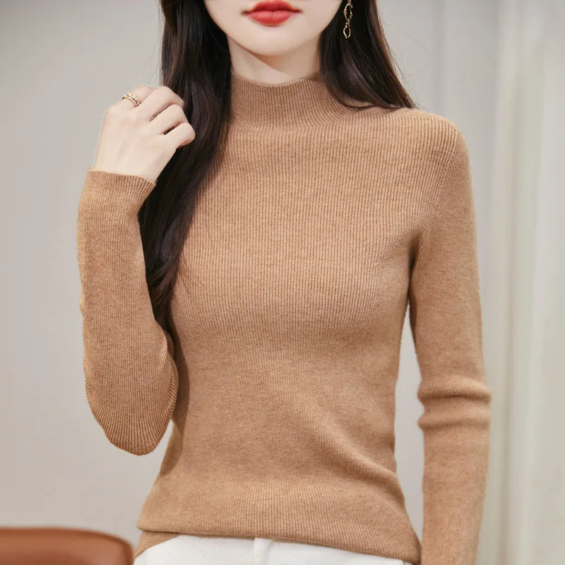 thickened seamless one-piece garment women's half-high collar