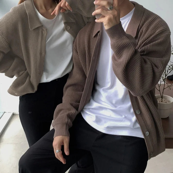 Coréen Streetwear pull zippé Cardigan hommes