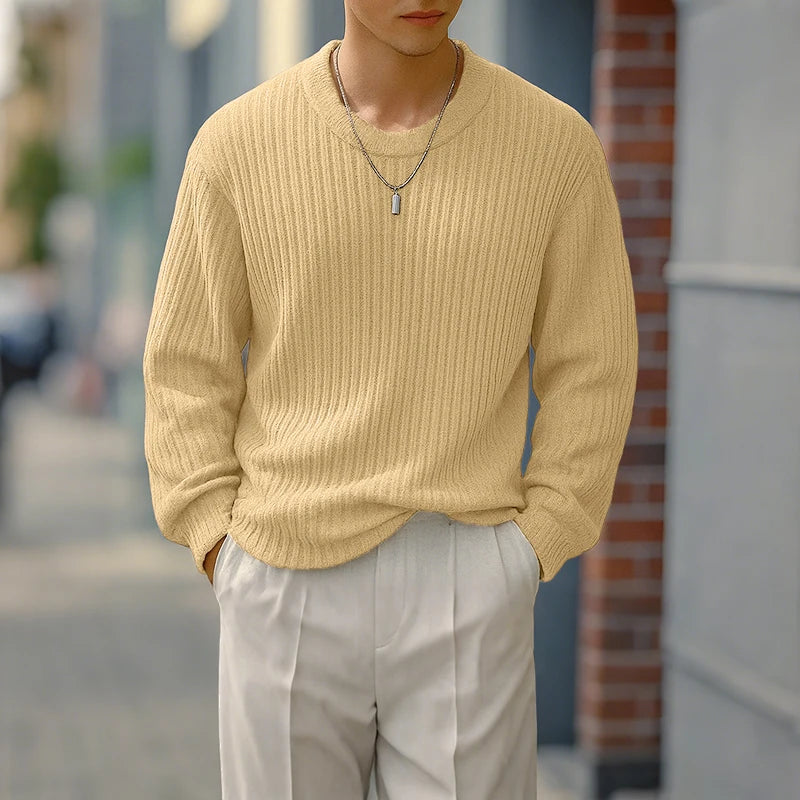 INCERUN hommes pull couleur unie tricoté