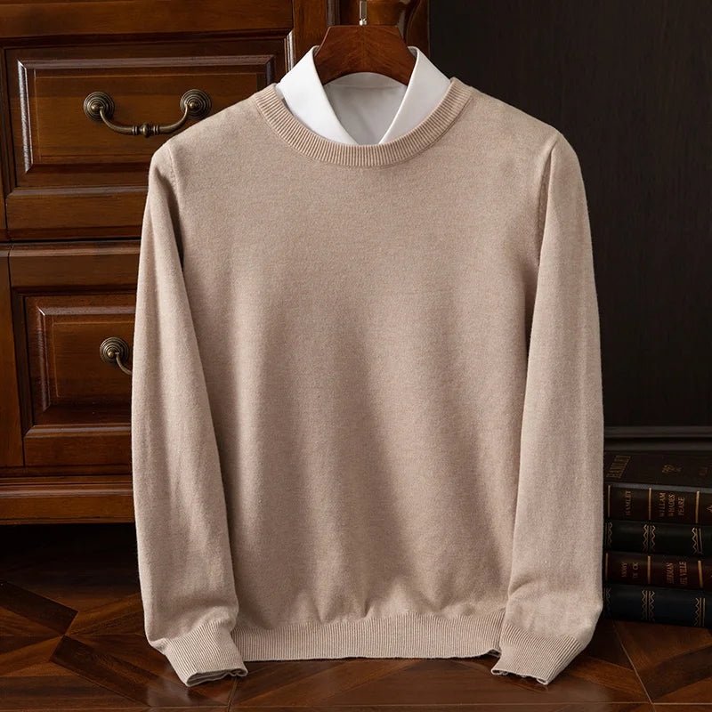 Pull en laine mérinos à col rond pour homme