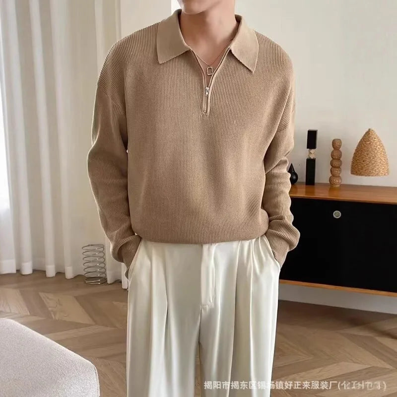 Pull tricoté à col ras du cou pour homme