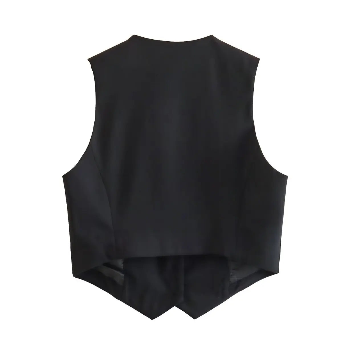 TRAFZA-Gilet Court pour Femme, Col en V, Simple Boutonnage, Vintage, Streetwear Décontracté, Haut Chic Sauvage, Nouvelle Mode, Été