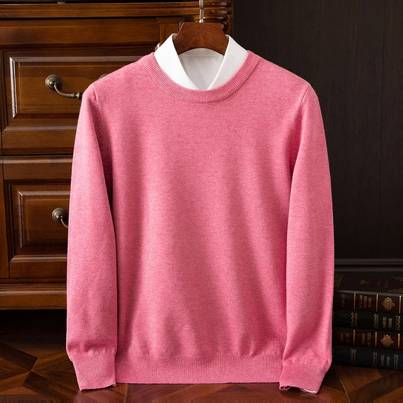 Pull en laine mérinos à col rond pour homme