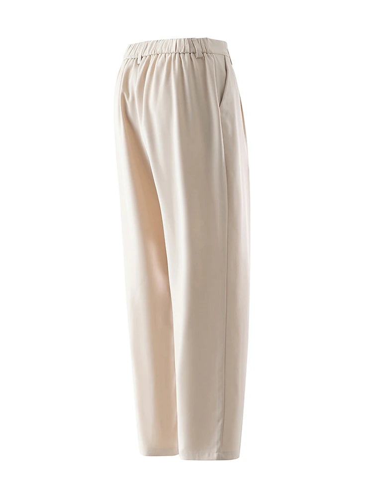 Pantalon d'été coréen pour hommes, léger et fin, en Polyester, taille élastique, Semi-large, ample, drapé, costume, pantalon décontracté