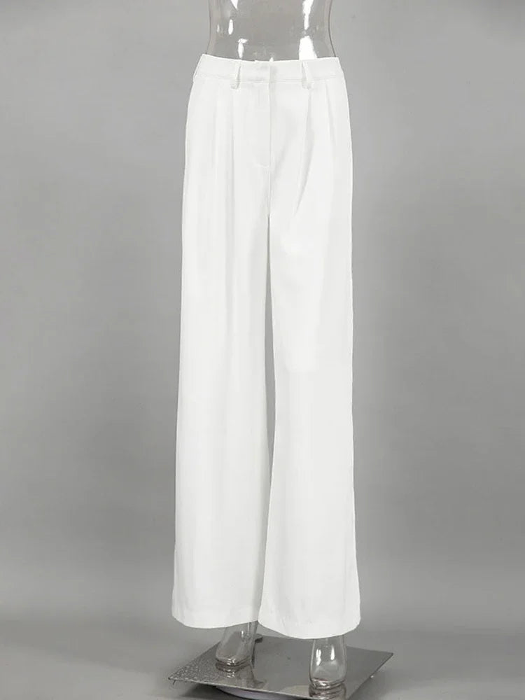 Pantalon taille haute pour femme avec poche,