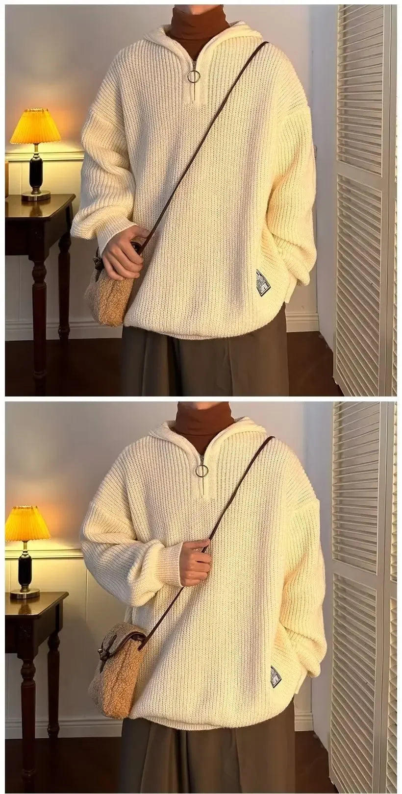 Pull tricoté à col en v pour hommes