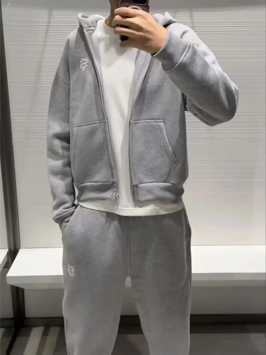2025 nouvelle lettre broderie fermeture éclair décontracté hommes costume Y2K hommes Harajuku mode femmes rétro sweats à capuche Couple sweats pantalons de survêtement