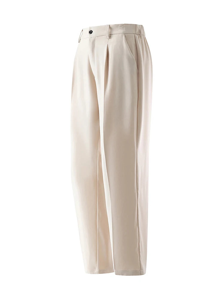 Pantalon d'été coréen pour hommes, léger et fin, en Polyester, taille élastique, Semi-large, ample, drapé, costume, pantalon décontracté