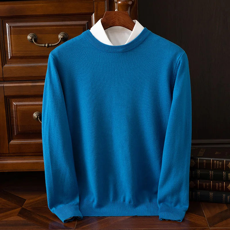 Pull en laine mérinos à col rond pour homme