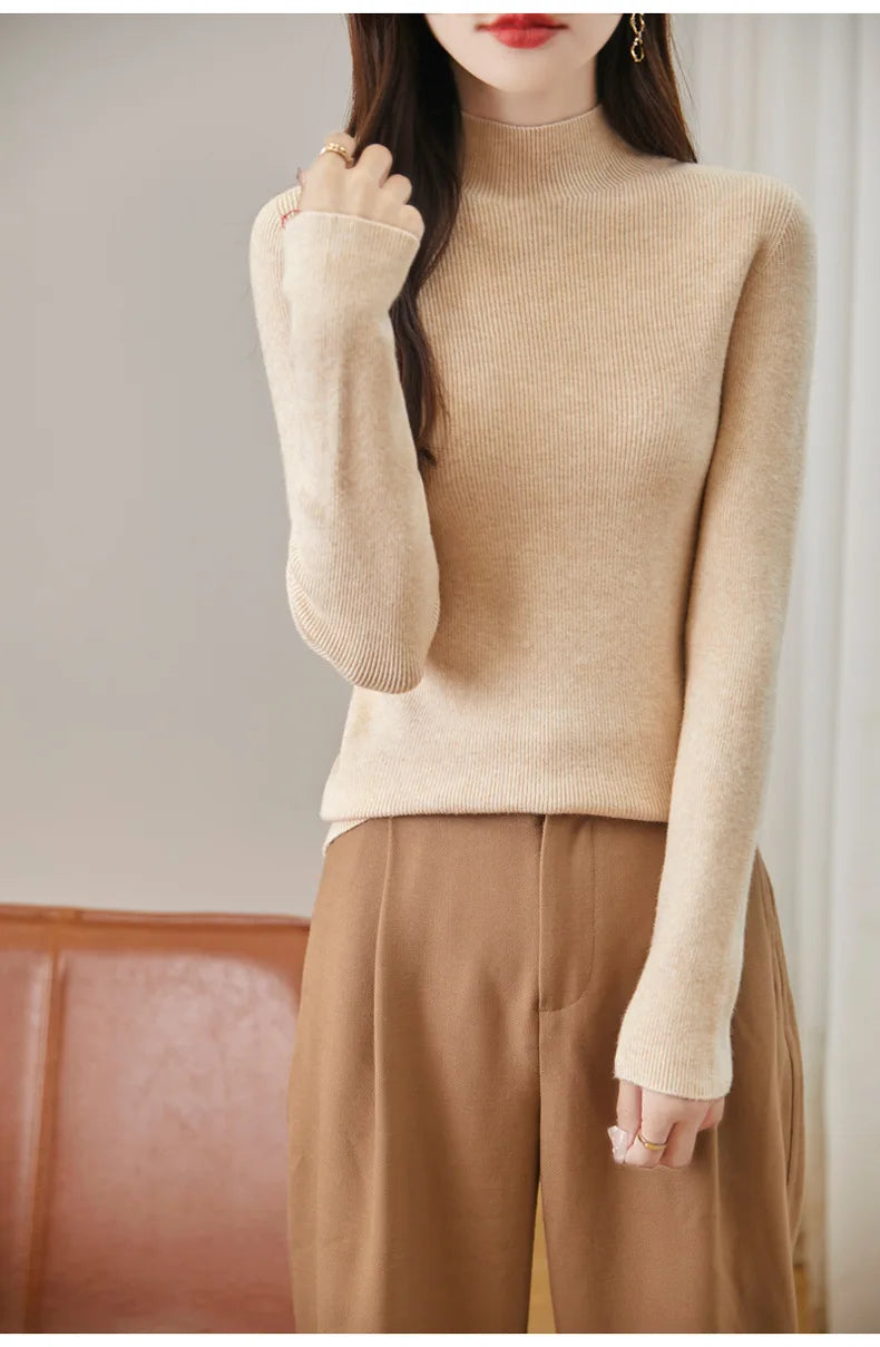 thickened seamless one-piece garment women's half-high collar